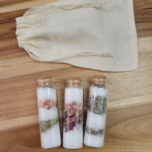 Bath Salt Soak Gift Set Of 3 Lavender Eucalyptus Rose Epsom Salt Himalay… - Picture 4 of 11